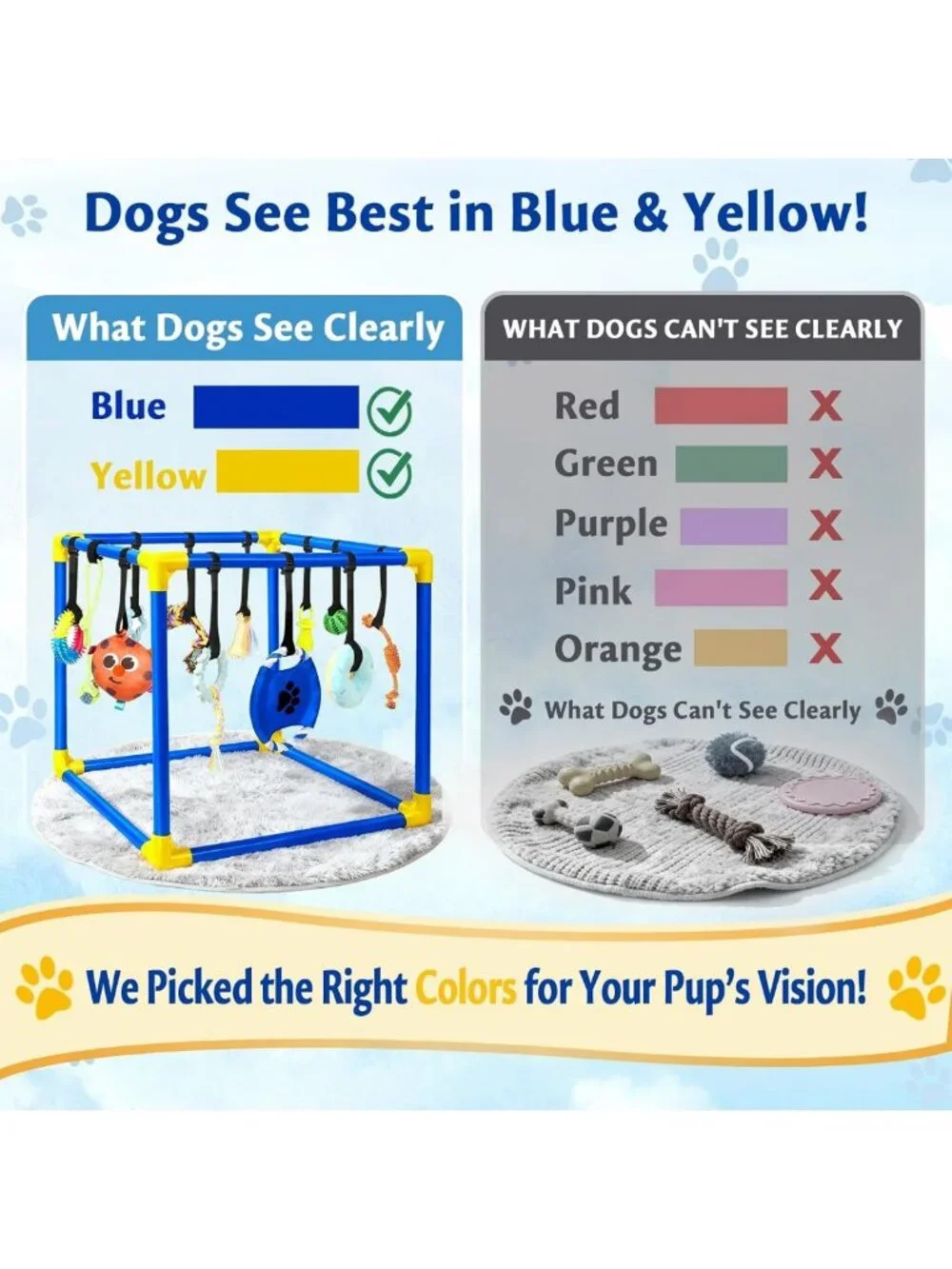 Interactive Puppy Play Gym with 16 Toys, Indoor Enrichment Activity Center for